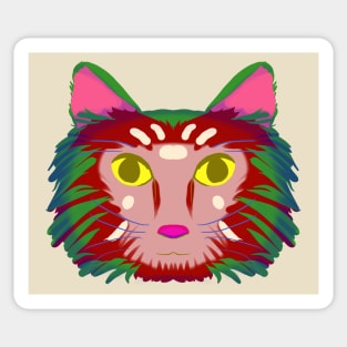 Cat Head Design Version 2 (red-green) Sticker